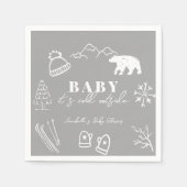 Baby It's Cold Outside Hand-drawn Gray Baby Shower Serviette (Vorderseite)
