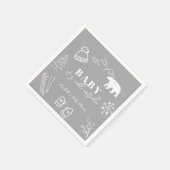 Baby It's Cold Outside Hand-drawn Gray Baby Shower Serviette (Ecke)