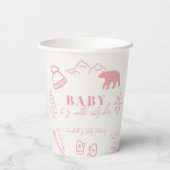 Baby It's Cold Outside Hand-drawn Pink Baby Shower Pappbecher (Rückseite)
