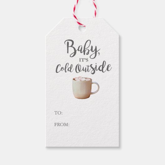 Baby It's Cold Outside Hot Cocoa Pink Geschenkmark Geschenkanhänger (Vorderseite)