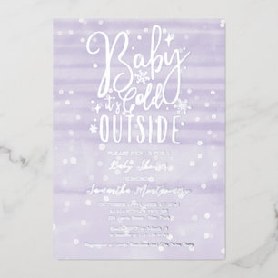 Baby It's Cold Outside Lavendel-Baby-Party Folieneinladung