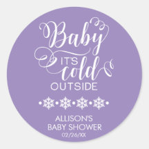 Baby It's Cold Outside Lila Baby Shower Sticker