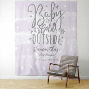 Baby It's Cold Outside Lila Babyparty Hintergrund Wandteppich