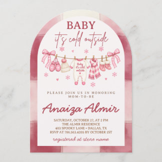 Baby It's Cold Outside Mädchen Rosa Babyparty Einladung