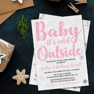 Baby It's Cold Outside Mädchen Winter-Baby-Party Folieneinladung