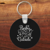 Baby Its Cold Outside Navy Blue Womens Holiday Schlüsselanhänger (Vorderseite)