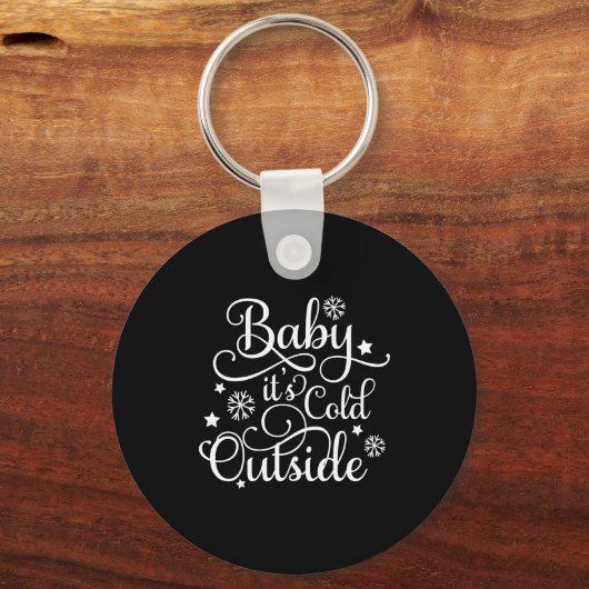 Baby Its Cold Outside Navy Blue Womens Holiday Schlüsselanhänger (Vorderseite)