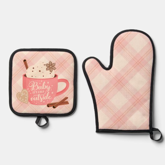 Baby it's Cold Outside Oven Mitt and Pot Holder Ofenhandschuh & Topflappen-Set (Vorderseite)