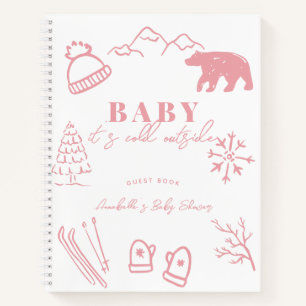 Baby It's Cold Outside Pink Babyparty-Gästebuch Notizblock