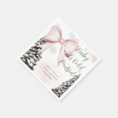 Baby It's Cold Outside Pink Bow Baby Shower Serviette (Ecke)
