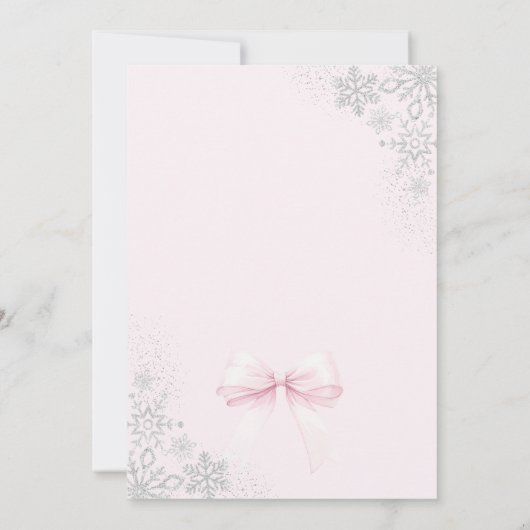 Baby It's Cold Outside Pink Bow Winter Baby Dusche Einladung (Rückseite)