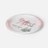 Baby Its Cold Outside, Pink Bow Winter Baby Shower Pappteller (Schrägansicht)