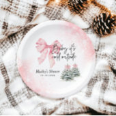 Baby Its Cold Outside, Pink Bow Winter Baby Shower Pappteller