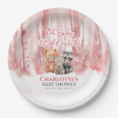 Baby it's cold outside Pink Forest Baby Shower Pappteller (Vorderseite)