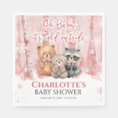 Baby it's cold outside Pink Forest Baby Shower  Serviette (Vorderseite)
