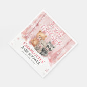 Baby it's cold outside Pink Forest Baby Shower  Serviette (Ecke)