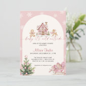 Baby It's Cold Outside Pink Girl Baby Shower Einladung (Stehend Vorderseite)
