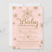 Baby It's Cold Outside, Pink & Gold Baby Dusche Einladung (Vorderseite)