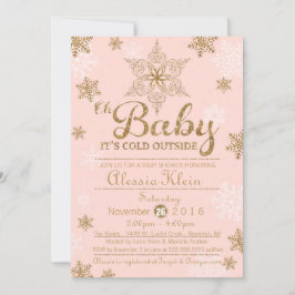 Baby It's Cold Outside, Pink & Gold Baby Dusche Einladung