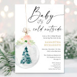 Baby it's cold outside Pink gold girl Christmas Einladung<br><div class="desc">For more advanced customization of this design,  simply select the "Customize It" button above!</div>