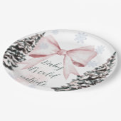Baby It's Cold Outside Pink Schleife Baby Shower Pappteller (Schrägansicht)