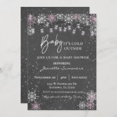 Baby It's Cold Outside Pink Snowflake Mason Jar Einladung (Vorne/Hinten)
