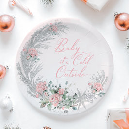 Baby its cold outside Pink Winter  Pappteller