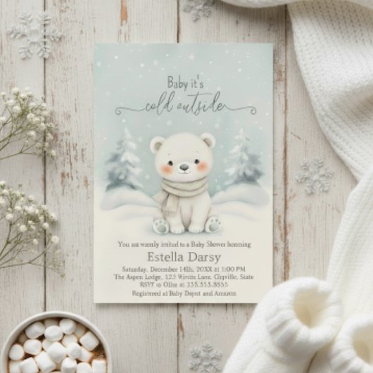 Baby It's Cold Outside Polar Bear Baby Shower Einladung