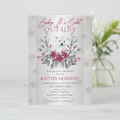 Baby It's Cold Outside Polar Bear Baby Shower Invi Einladung (Stehend Vorderseite)