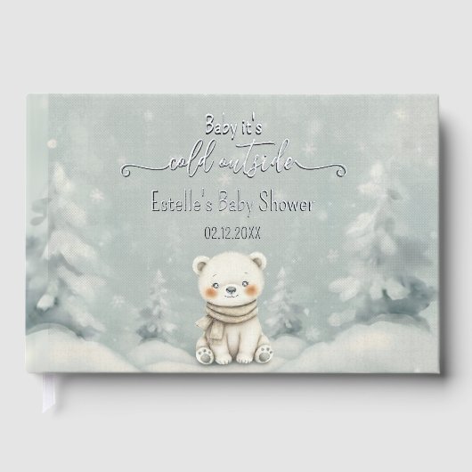 Baby, It's Cold Outside Polar Bear Winter Gästebuch (Vorderseite)