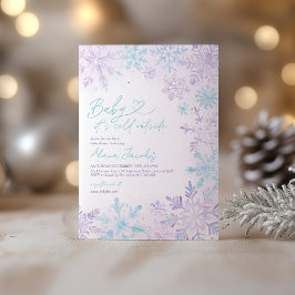 Baby Its Cold Outside Purple Blue Snow Baby Shower Einladung