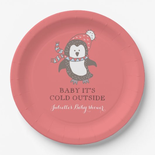 Baby It's Cold Outside Red Baby Shower Paper Plate Pappteller (Vorderseite)