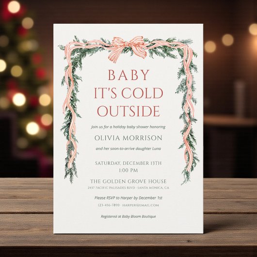 Baby It's Cold Outside Red Bow Baby Shower Einladung