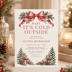 Baby It's Cold Outside Red Bow Babyparty-Einladung Einladung