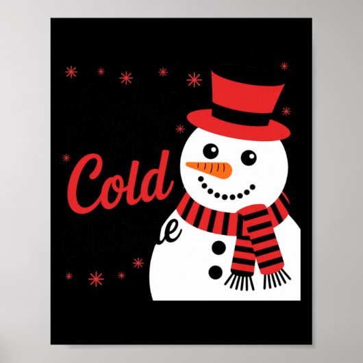 Baby It's Cold Outside Retro Christmas Long Sleeve Poster (Vorne)