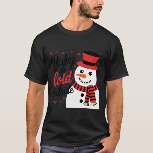 Baby It's Cold Outside Retro Christmas Long Sleeve T-Shirt (Vorderseite)
