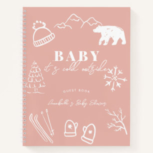 Baby It's Cold Outside Rosa Babyparty-Gästebuch Notizblock