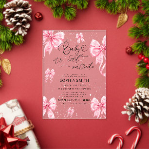 Baby It's Cold Outside Rosa Schleife Baby Shower Acryleinladungen