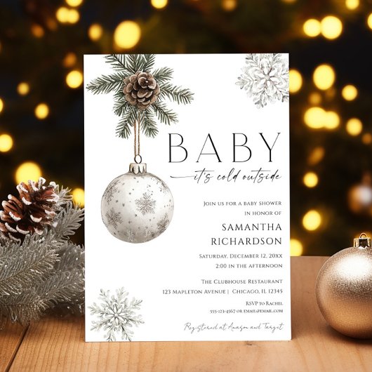 Baby it's cold outside rustic boho baby shower einladung