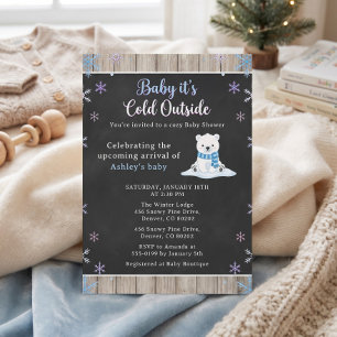 Baby It's Cold Outside Schiefertafel Eisbär Einladung