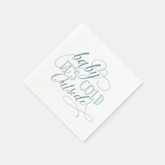 Baby It's Cold Outside Script Zitat Napkin Blue Serviette (Ecke)