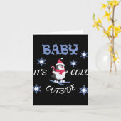 Baby Its Cold Outside Skiing Penguin T Shirt  Karte (Gelbe Blume)