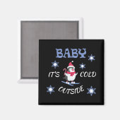 Baby Its Cold Outside Skiing Penguin T Shirt Magnet (Vorderseite/Rückseite)