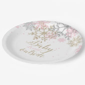 Baby It's Cold Outside Snowflake Baby Shower Paper Pappteller (Schrägansicht)