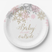 Baby It's Cold Outside Snowflake Baby Shower Paper Pappteller (Vorderseite)