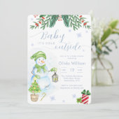 Baby It's Cold Outside Snowman Baby Shower Einladung (Stehend Vorderseite)