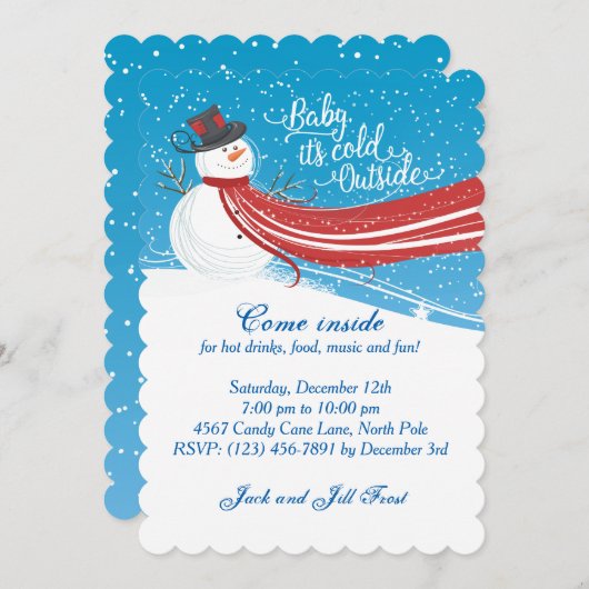 Baby It's Cold Outside Snowman Christmas Party Einladung (Vorne/Hinten)