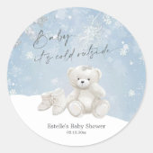 Baby, It's Cold Outside Teddy Bear Schneebetonte A Runder Aufkleber (Vorderseite)