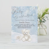 Baby, It's Cold Outside Teddy Bear snowflakes Einladung (Stehend Vorderseite)