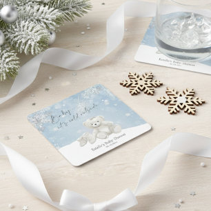 Baby, It's Cold Outside Teddy Bear Winter Akzent Rechteckiger Pappuntersetzer